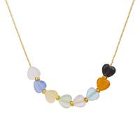 Collier acrylique, alliage de zinc, avec Acrylique, Placage de couleur d'or, bijoux de mode & pour femme, multicolore, 6mm, Longueur 45 cm, Vendu par PC