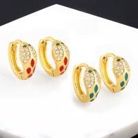 Befestiger Zirkonia Messing Ohrring, 18K vergoldet, Modeschmuck & Micro pave Zirkonia & für Frau & Emaille, keine, 13x6mm, verkauft von Paar