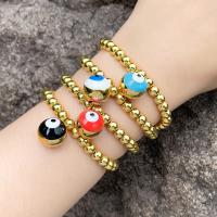 Evil Eye Jewelry Bracelet Brass 18K gold plated fashion jewelry & elastic & for woman & enamel Length 18 cm Sold By PC