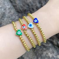 Evil Eye Jewelry Bracelet Brass Heart 18K gold plated fashion jewelry & for woman & enamel Length 17 cm Sold By PC