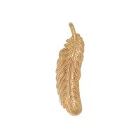 Mässing Smycken Hängen, Feather, guldfärg pläterade, Unisex, gyllene, nickel, bly och kadmium gratis, 10x35mm, Ca 10PC/Bag, Säljs av Bag