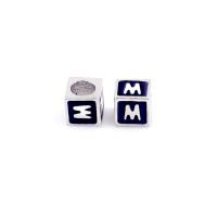 Zinc Alloy European Beads Square silver color plated DIY & enamel black nickel lead & cadmium free Approx Sold By Bag