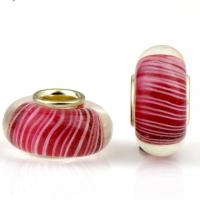 Χάντρες Lampwork European στυλ, Γυάλινα, με Σίδερο, Φανός, χρώμα επίχρυσο, DIY, κόκκινος, 8.50x14mm, Περίπου 100PCs/τσάντα, Sold Με τσάντα