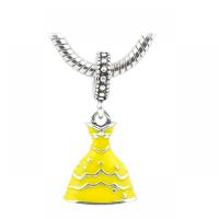 European stile Zinc Alloy pendenti, lega in zinco, Gonna, placcato color argento, unisex & smalto, giallo, assenza di nichel,piombo&cadmio, 12x28mm, Appross. 100PC/borsa, Venduto da borsa