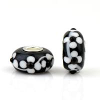 Perline perline stile European, vetro lavorato, with ferro, Lanterna, placcato color argento, DIY, nero, 8.50x14mm, Appross. 100PC/borsa, Venduto da borsa