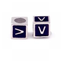 Zinc Alloy European Beads Square silver color plated DIY & enamel black nickel lead & cadmium free Approx Sold By Bag