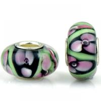 Χάντρες Lampwork European στυλ, Γυάλινα, με Σίδερο, Φανός, χρώμα επάργυρα, DIY, μικτά χρώματα, 8.50x14mm, Περίπου 100PCs/τσάντα, Sold Με τσάντα