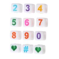 Number Acrylic Bead Square DIY & enamel Approx 3mm Sold By Bag