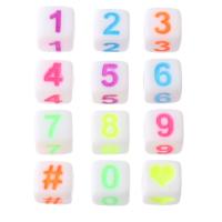 Number Acrylic Bead Square DIY & enamel Approx 3mm Sold By Bag