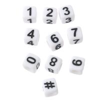 Number Acrylic Bead Square DIY & enamel Approx 3mm Sold By Bag