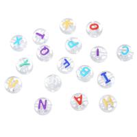 Perles acrylique alphabet, Plat rond, DIY & modèles différents pour le choix & émail, plus de couleurs à choisir, 10x10x6mm, Trou:Environ 2mm, Vendu par sac