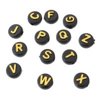 Alphabet Acrylic Beads Flat Round DIY & enamel Approx 2mm Sold By Bag