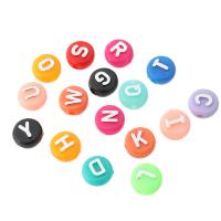 Alphabet Acrylic Beads Flat Round DIY & enamel Approx 2mm Sold By Bag