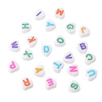 Perles acrylique alphabet, coeur, DIY & modèles différents pour le choix & émail, plus de couleurs à choisir, 7x7x4mm, Trou:Environ 1mm, Vendu par sac