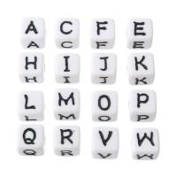 Alphabet Acrylic Beads Square DIY & enamel Approx 4mm Sold By Bag