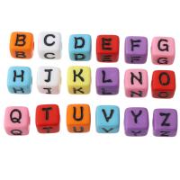 Alphabet Acrylic Beads Square DIY & enamel Approx 4mm Sold By Bag