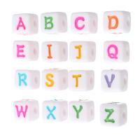 Alphabet Acrylic Beads Square DIY & enamel Approx 4mm Sold By Bag