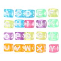 Perles acrylique alphabet, cadre, DIY & modèles différents pour le choix & émail, plus de couleurs à choisir, 7x7x7mm, Trou:Environ 3.5mm, Vendu par sac