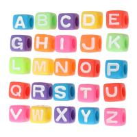 Perles acrylique alphabet, cadre, DIY & modèles différents pour le choix & émail, plus de couleurs à choisir, 7x7x7mm, Trou:Environ 3.5mm, Vendu par sac