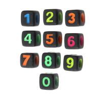 Number Acrylic Bead Square DIY & enamel Approx 4mm Sold By Bag