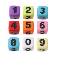 Number Acrylic Bead Square DIY & enamel Approx 4mm Sold By Bag