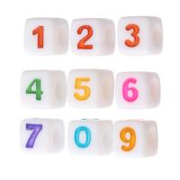 Number Acrylic Bead Square DIY & enamel Approx 4mm Sold By Bag