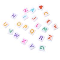 Alphabet Acrylic Beads Square DIY & enamel & double-hole Approx 1mm Sold By Bag