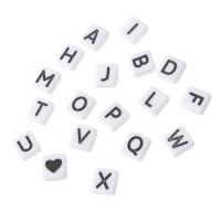 Alphabet Acrylic Beads Square DIY & enamel & double-hole Approx 1mm Sold By Bag