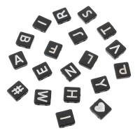 Alphabet Acrylic Beads Square DIY & enamel & double-hole Approx 1mm Sold By Bag