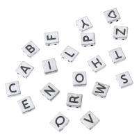 Alphabet Acrylic Beads Square DIY & enamel & double-hole Approx 1mm Sold By Bag