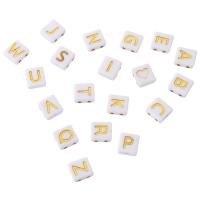 Alphabet Acrylic Beads Square DIY & enamel & double-hole Approx 1mm Sold By Bag