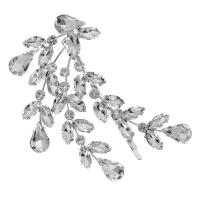 Barrette, alliage de zinc, Placage de couleur argentée, cadeau de mariage & pour femme & avec strass, argent, protéger l'environnement, sans nickel, plomb et cadmium, 72x60mm, Vendu par PC