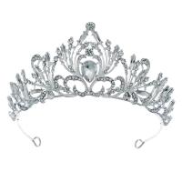 Tiaras, liga de zinco, cromado de cor prateada, presente de casamento & para mulher & com strass, prateado, níquel, chumbo e cádmio livre, 130x60mm, vendido por PC