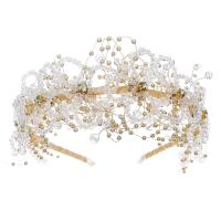 Nuptiale bande de cheveux, alliage de zinc, avec fil en laiton & cristal, Placage de couleur d'or, cadeau de mariage & pour femme, doré, protéger l'environnement, sans nickel, plomb et cadmium, 125x75mm, Vendu par PC