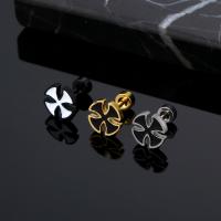 Stainless Steel Stud Earrings 316L Stainless Steel fashion jewelry & Unisex & enamel 8mm 4mm Sold By PC