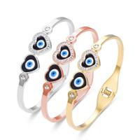 Evil Eye Schmuck Armband, Titanstahl, Herz, Modeschmuck & böser Blick- Muster & Emaille & mit Strass, keine, 10mm,12mm, Innendurchmesser:ca. 48x58mm, verkauft von PC