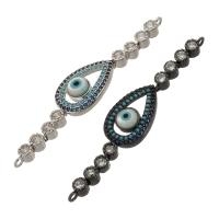 Evil Eye Connector Brass Teardrop plated DIY & evil eye pattern & micro pave cubic zirconia & 1/1 loop nickel lead & cadmium free 52mm 3.5mm Approx 1mm Sold By PC