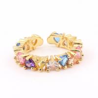 Kubieke Circonia Micro Pave Brass Ring, Messing, gold plated, Verstelbare & micro pave zirconia & voor vrouw, meer kleuren voor de keuze, Verkocht door PC