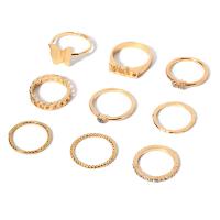 Zinklegering Ring Set, Zinc Alloy, Vlinder, gold plated, negen stuks & voor vrouw & met strass, Maat:5.5-9, Verkocht door Stel