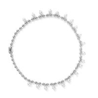 Plast pärlhalsband, Järn, med Plast Pearl, silver pläterad, mode smycken & för människan, Längd Ca 19.6 inch, Säljs av PC