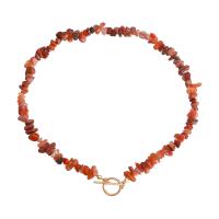 Dragi kamen nakit ogrlice, Cink Alloy, s Goldstone & Slatkovodni Pearl, zlatna boja pozlaćen, modni nakit & različitih stilova za izbor & za žene, crven, 30mm, Prodano Per 42 cm Strand