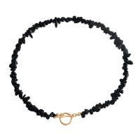 Collier bijoux de pierre gemme, alliage de zinc, avec Gravier naturel & perle d'eau douce cultivée, Placage de couleur d'or, bijoux de mode & styles différents pour le choix & pour femme, noire, Vendu par 42 cm brin