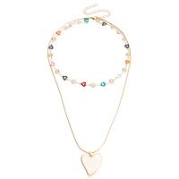 Collana Multi strato, lega in zinco, with acrilico, with 10cm extender chain, placcato color oro, Doppio strato & gioielli di moda & per la donna & smalto, nessuno, 30mm, Lunghezza 51 cm, Venduto da PC