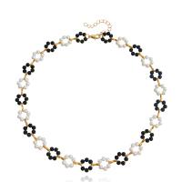 Collar de perlas de plástico, aleación de zinc, con Perlas de plástico ABS, con 5cm extender cadena, chapado en color dorado, Joyería & para mujer, dos diferentes colores, Vendido para 42 cm Sarta