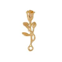 Messing hangers, Rose, gold plated, mode sieraden & uniseks, gouden, nikkel, lood en cadmium vrij, 28x10mm, Ca 10pC's/Bag, Verkocht door Bag