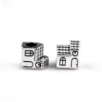 Zinklegering European Beads, Zinc Alloy, Huis, silver plated, DIY, nikkel, lood en cadmium vrij, 9.50x11mm, Ca 100pC's/Bag, Verkocht door Bag