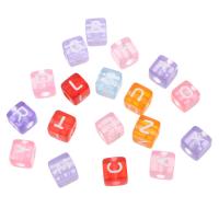 Alphabet Acrylic Beads Square DIY & enamel Approx 4mm Sold By Bag