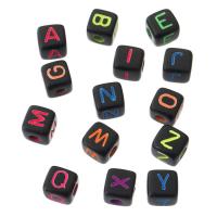 Alphabet Acrylic Beads Square DIY & enamel Approx 3.5mm Sold By Bag