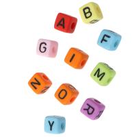 Alphabet Acrylic Beads Square DIY & enamel Approx 4mm Sold By Bag