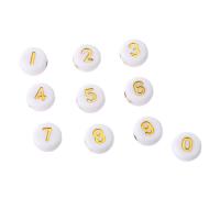 Number Acrylic Bead Flat Round DIY & enamel Approx 1mm Sold By Bag